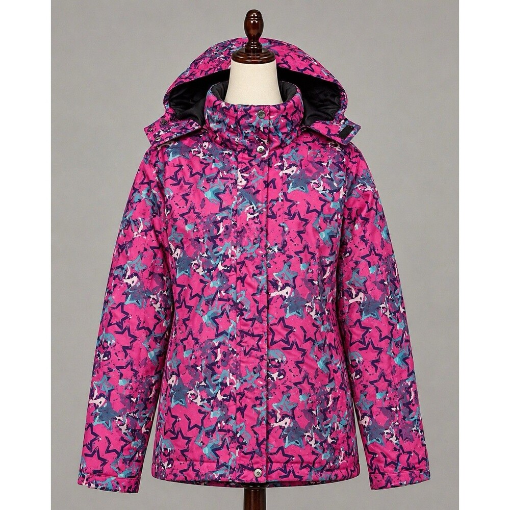 Andorra Gear Ski Snowboard Jacket Womens L Pink Waterproof Hooded Winter Coat